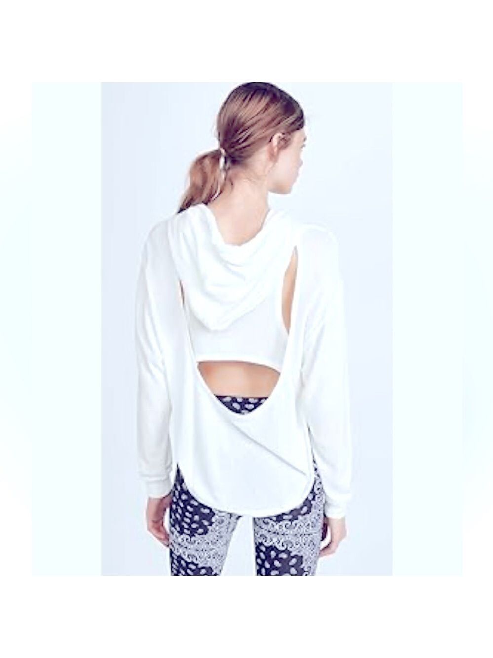 Free People Movement Back Into It XS White Buttery SOFT Racerback Hoodie
